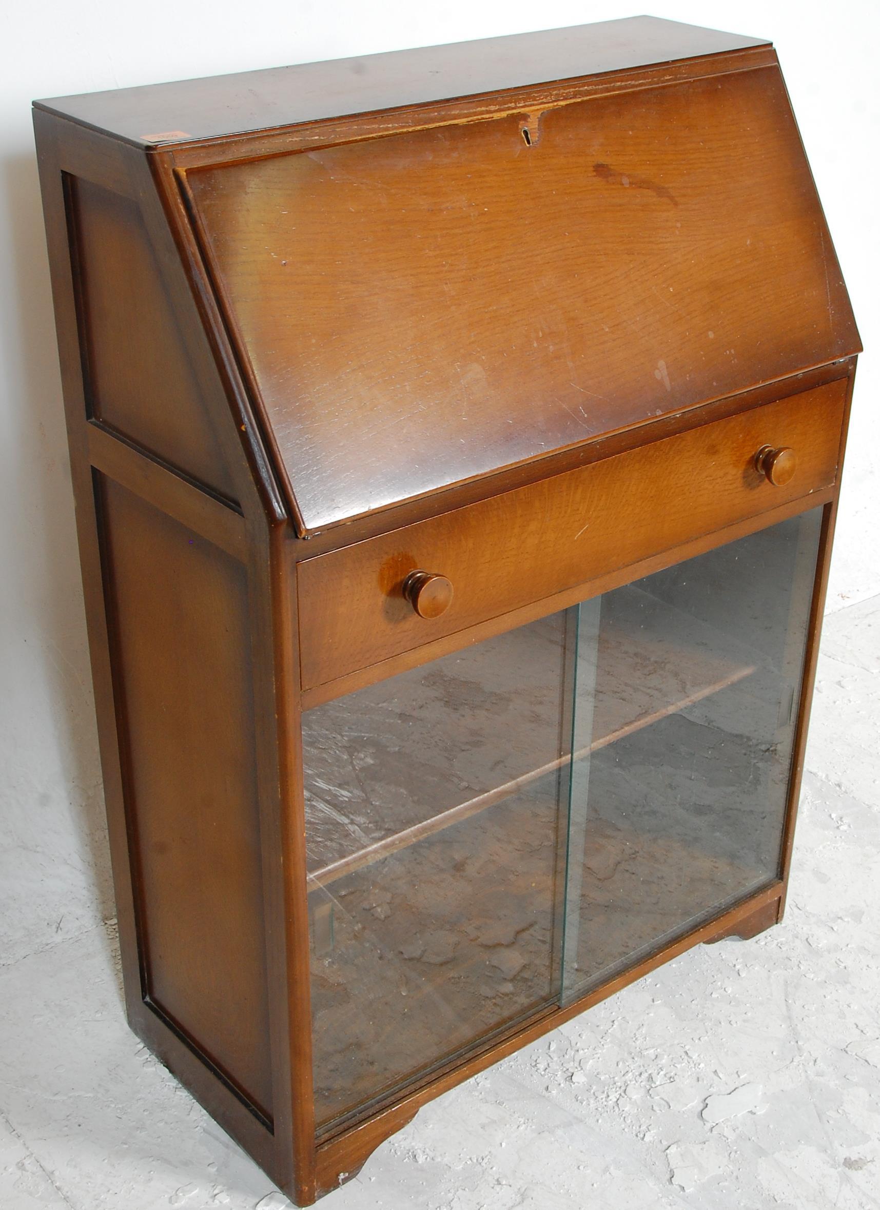 A vintage retro 20th Century fall front bureau boo - Image 5 of 14