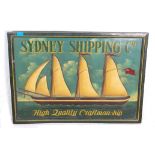 A good quality wooden shop advertising wall sign for  ' Victorian Sydney Shiping Co ' The wooden