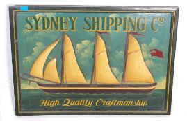 A good quality wooden shop advertising wall sign for  ' Victorian Sydney Shiping Co ' The wooden