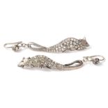 A pair of unusual vintage 20th Century ladies animal drop earrings being set throughout with round