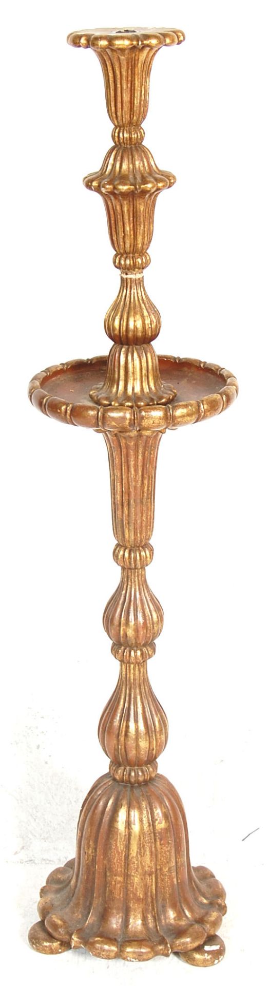 A 20th Century antique rococo ecclesiastical floor standing large candlestick stand. The upright