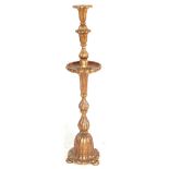 A 20th Century antique rococo ecclesiastical floor standing large candlestick stand. The upright