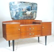 A good retro vintage 20th century teak dressing table in the manner of Mogens Kolo with drop centre,