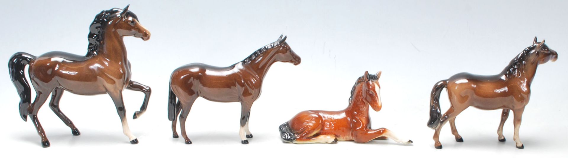 A collection of three vintage mid century Beswick horses finished in dark brown colour, white - Image 3 of 8