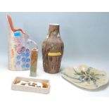 A good collection of 20th century original Studio Pottery to include a large vase hand decorated