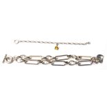 A stamped 925 silver Tiffany style necklace having a chunky bar link chain with a toggle clasp and