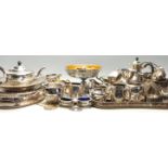 A large collection of vintage mid 20th Century silver plated wares to include teapot, coffee pot,