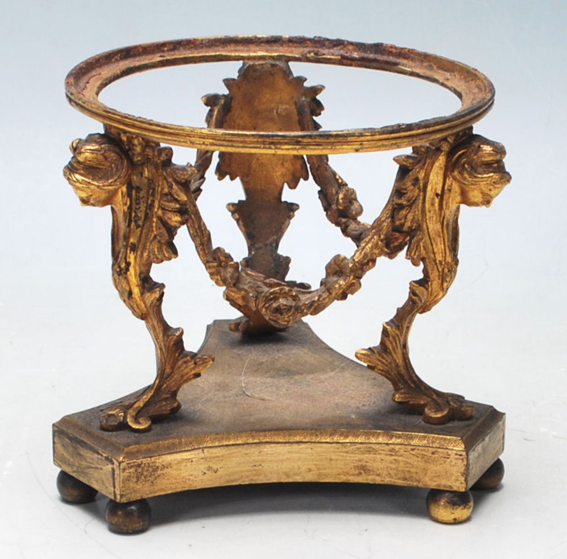 A 19th Century Victorian Brass Ormolu vase stand decorated with goddesses, swags and acanthus leaves