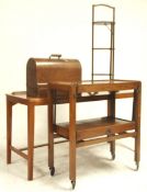 A collection of antique vintage 1920's oak furniture to include an oak side table / desk having a