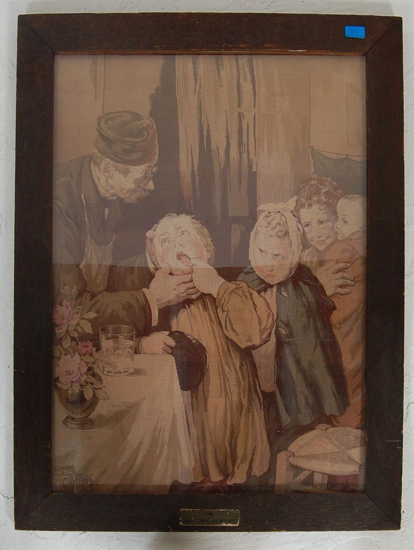 19TH CENTURY FRENCH TAPESTRY THE COUNTRY DENTIST