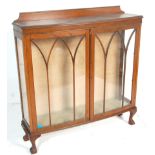 An early 20th Century 1930s China Display Cabinet / Vitrine with astragal glazing and gothic