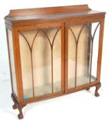 An early 20th Century 1930s China Display Cabinet / Vitrine with astragal glazing and gothic