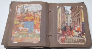 A 19th century Victorian postcard album filled with greetings cards, artist-type cards, views of