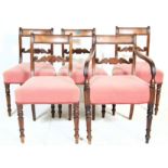 A set of 19th Century Regency mahogany bar back dining chairs to include four dining chairs and