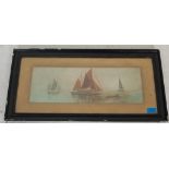 An early 20th Century water colour on paper painting depicting sailing ships with coloured sails