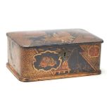 A late 19th / early 20th Century Japanese Meji period lacquered box having a black ground with