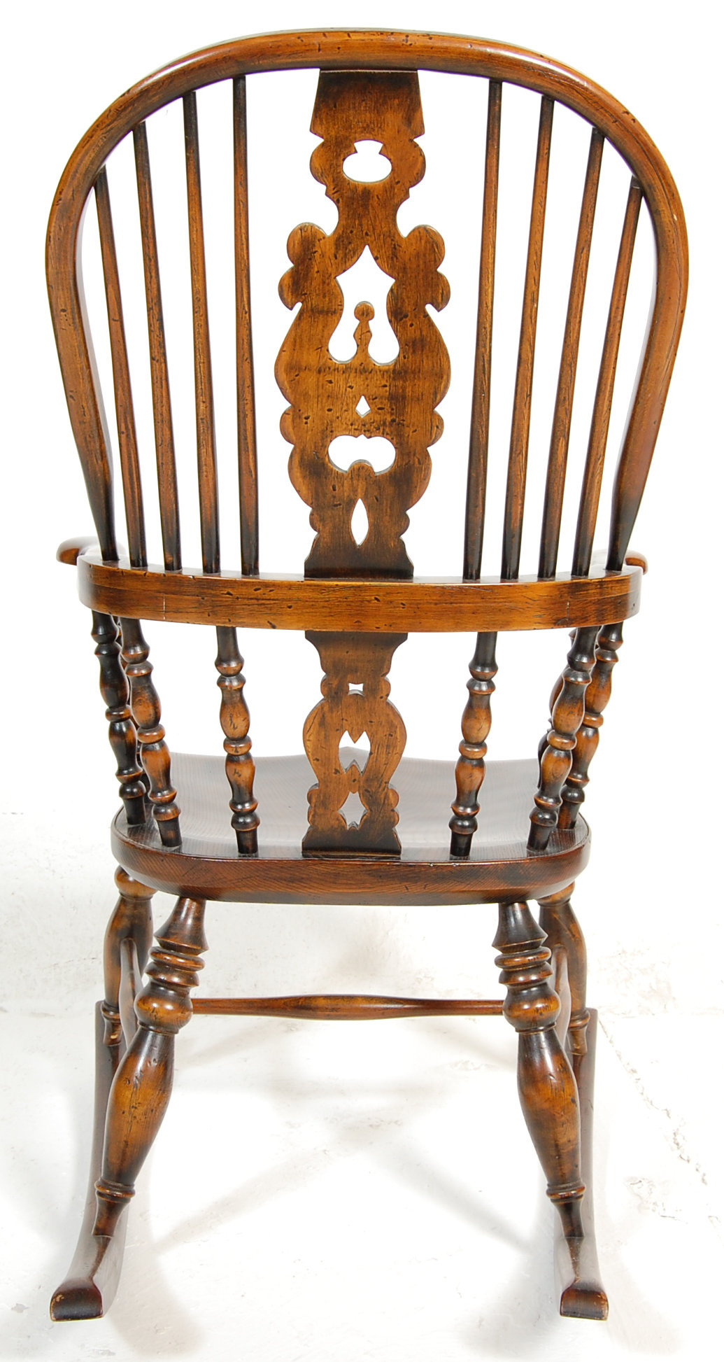 A good quality reproduction 19th Century Victorian Windsor rocking chair having a hooped back with a - Image 7 of 12