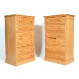 A good pair of 20th century contemporary pine pedestal chests of drawers. Each chest with an upright