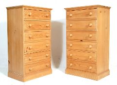 A good pair of 20th century contemporary pine pedestal chests of drawers. Each chest with an upright