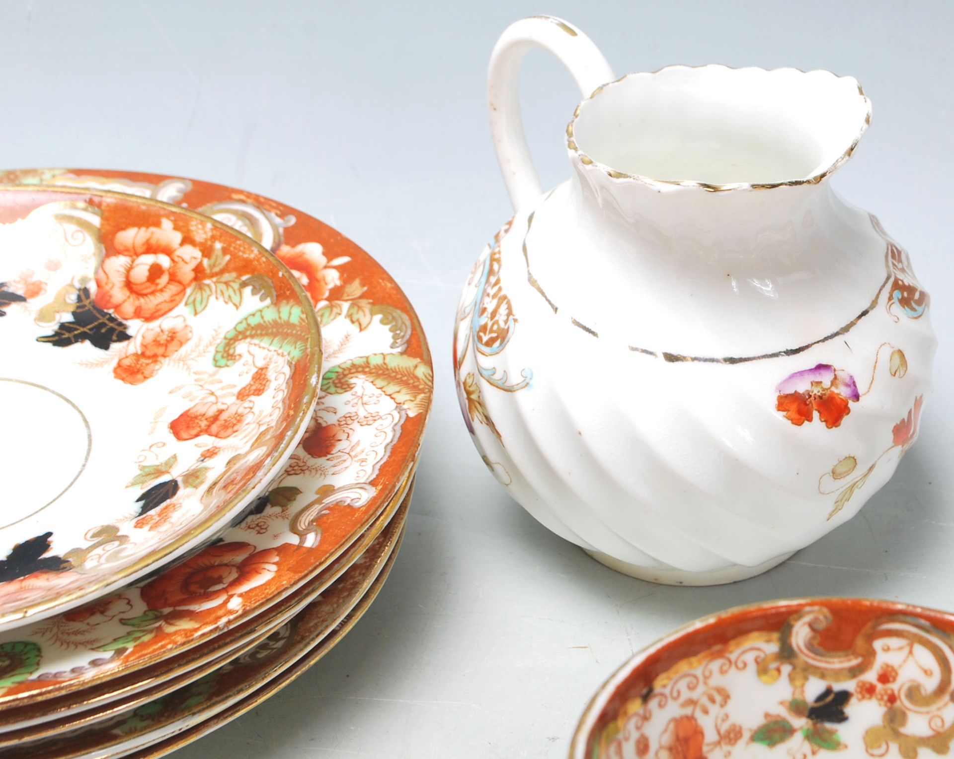 Two vintage English china tea sets to include eight Victorian tea cup trios, creamer jug and creamer - Image 7 of 8