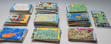 MAPS on postcards. Some 700/800 all world cards with a form of map displayed. Ideal lot for the