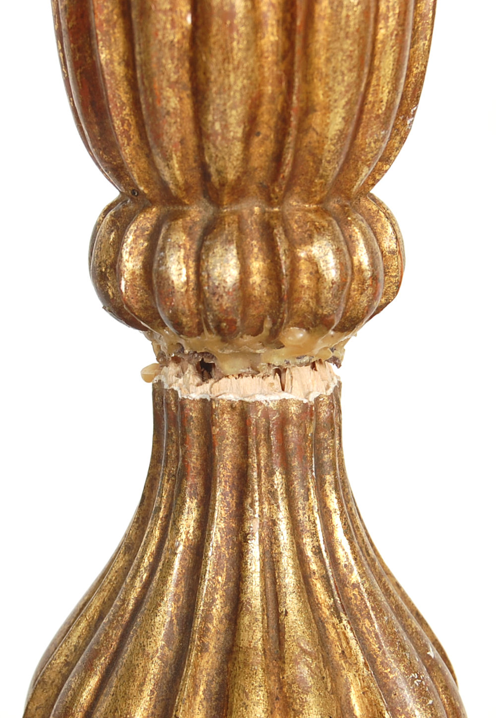 A 20th Century antique rococo ecclesiastical floor standing large candlestick stand. The upright - Image 3 of 6