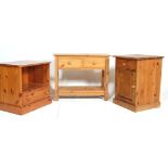 A collection of 20th Century pine furniture to include a single door cupboard with a turned knob