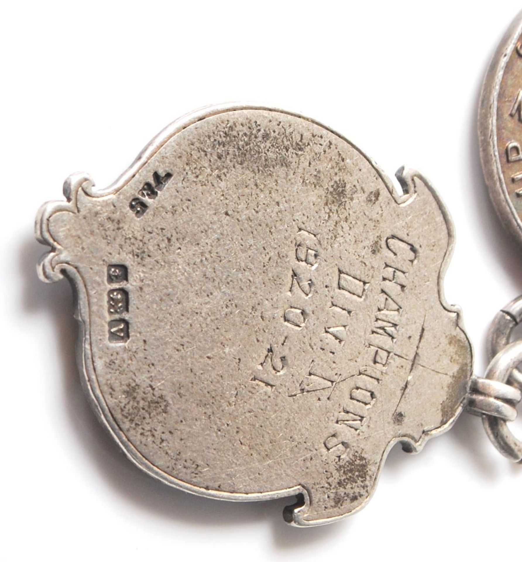 A group of three vintage silver hallmarked fob medals to include two Peterborough & District - Bild 3 aus 4