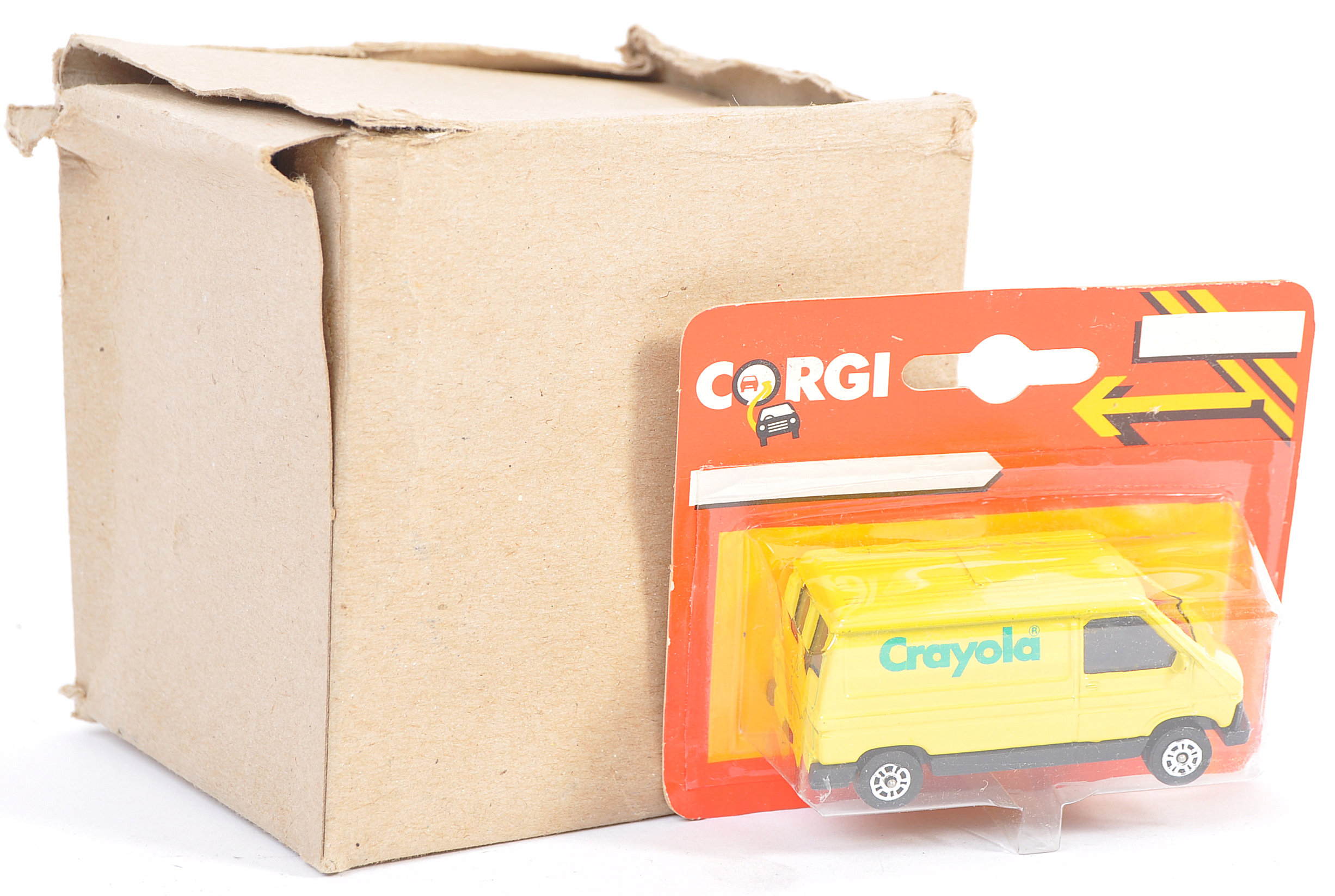 TRADE BOX OF ORIGINAL VINTAGE CORGI CRAYOLA VANS