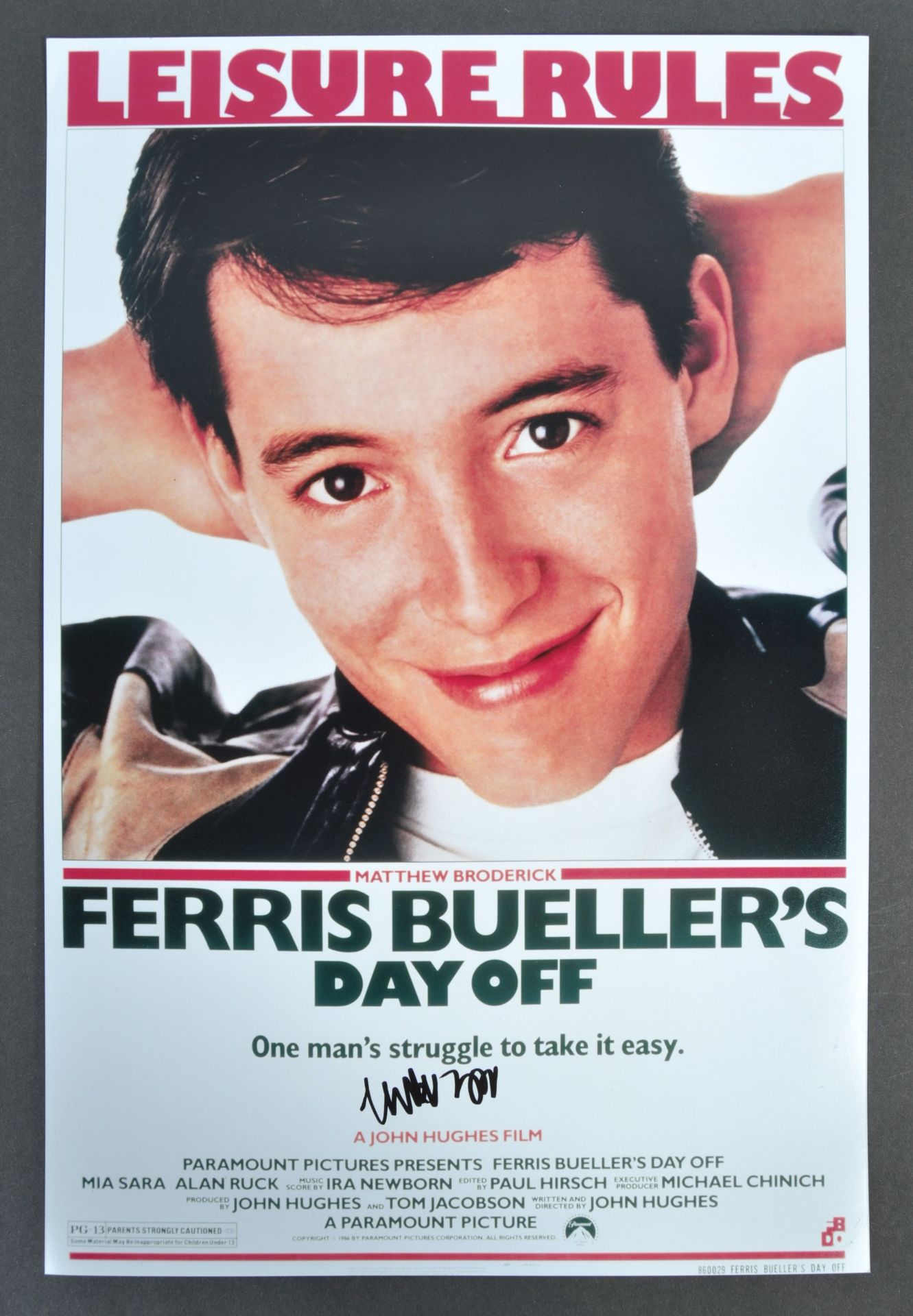 MATTHEW BRODERICK - FERRIS BUELLER - SIGNED MOVIE POSTER