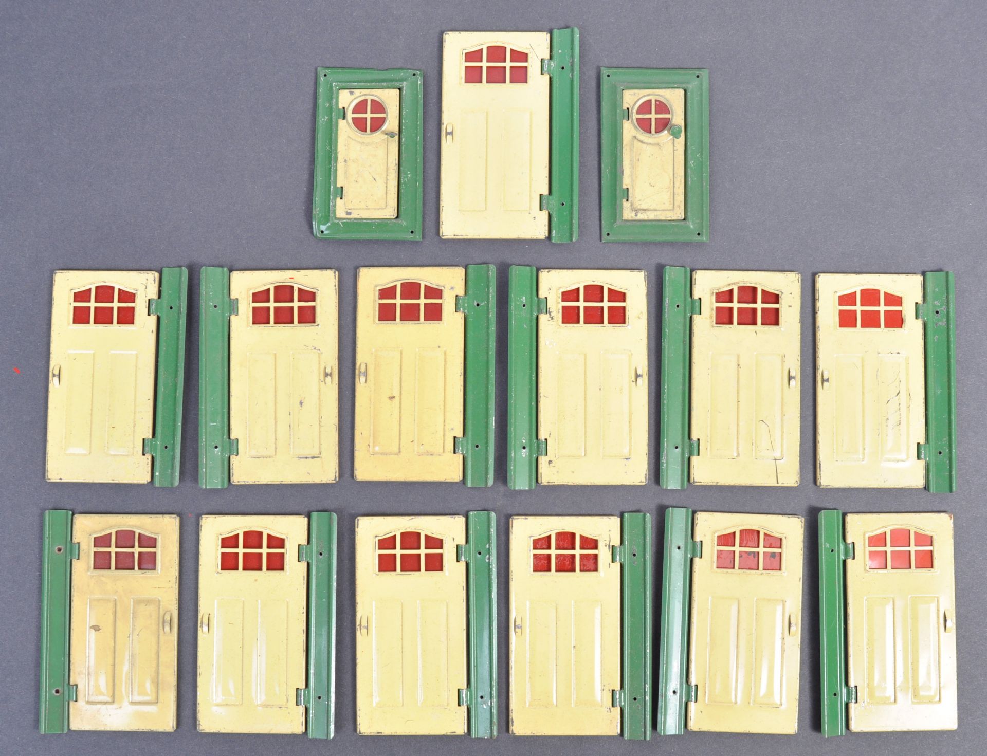 COLLECTION OF VINTAGE TRI-ANG DOLLS HOUSE DOORS / WINDOWS