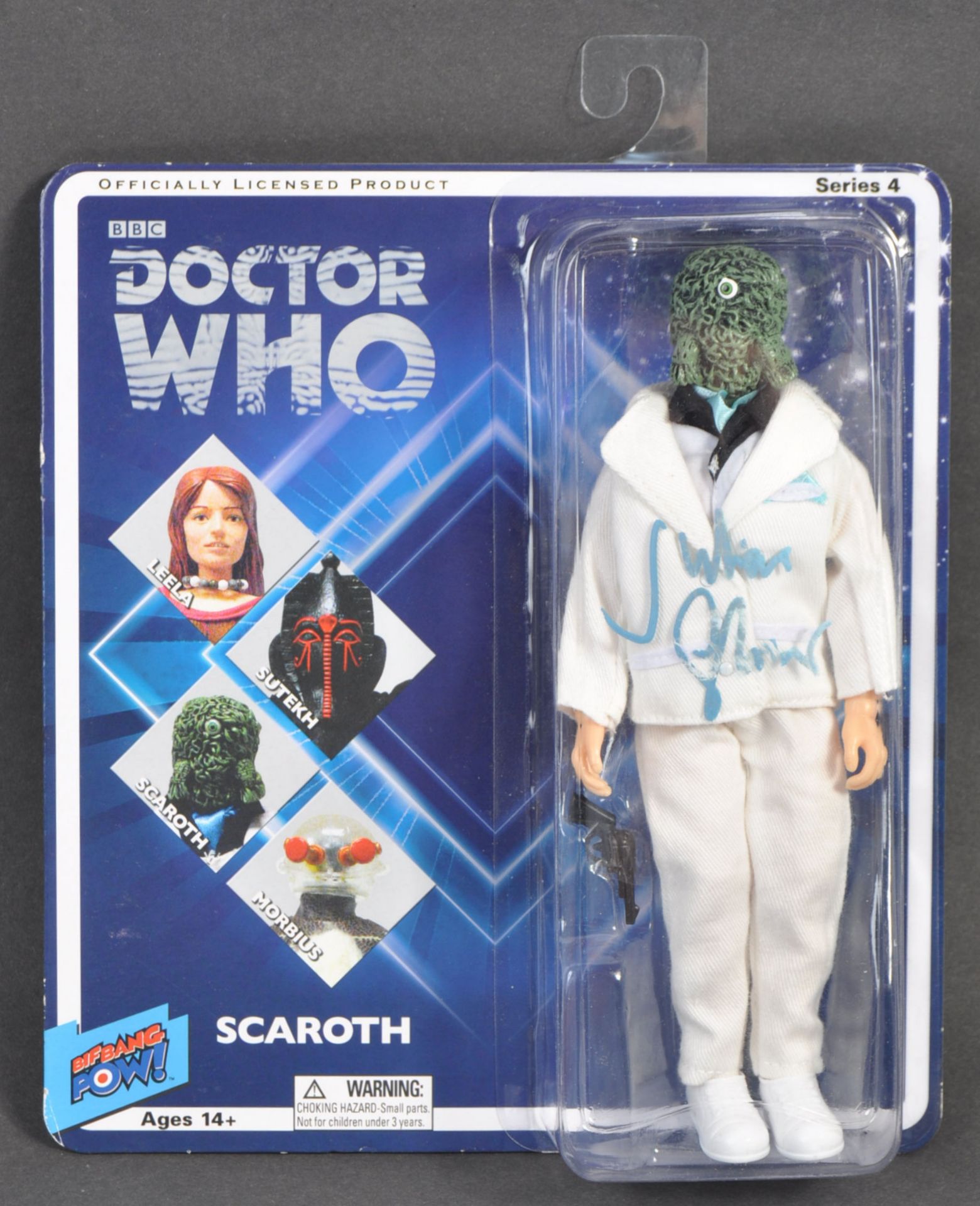 DOCTOR WHO - JULIAN GLOVER AUTOGRAPHED SCAROTH ACTION FIGURE