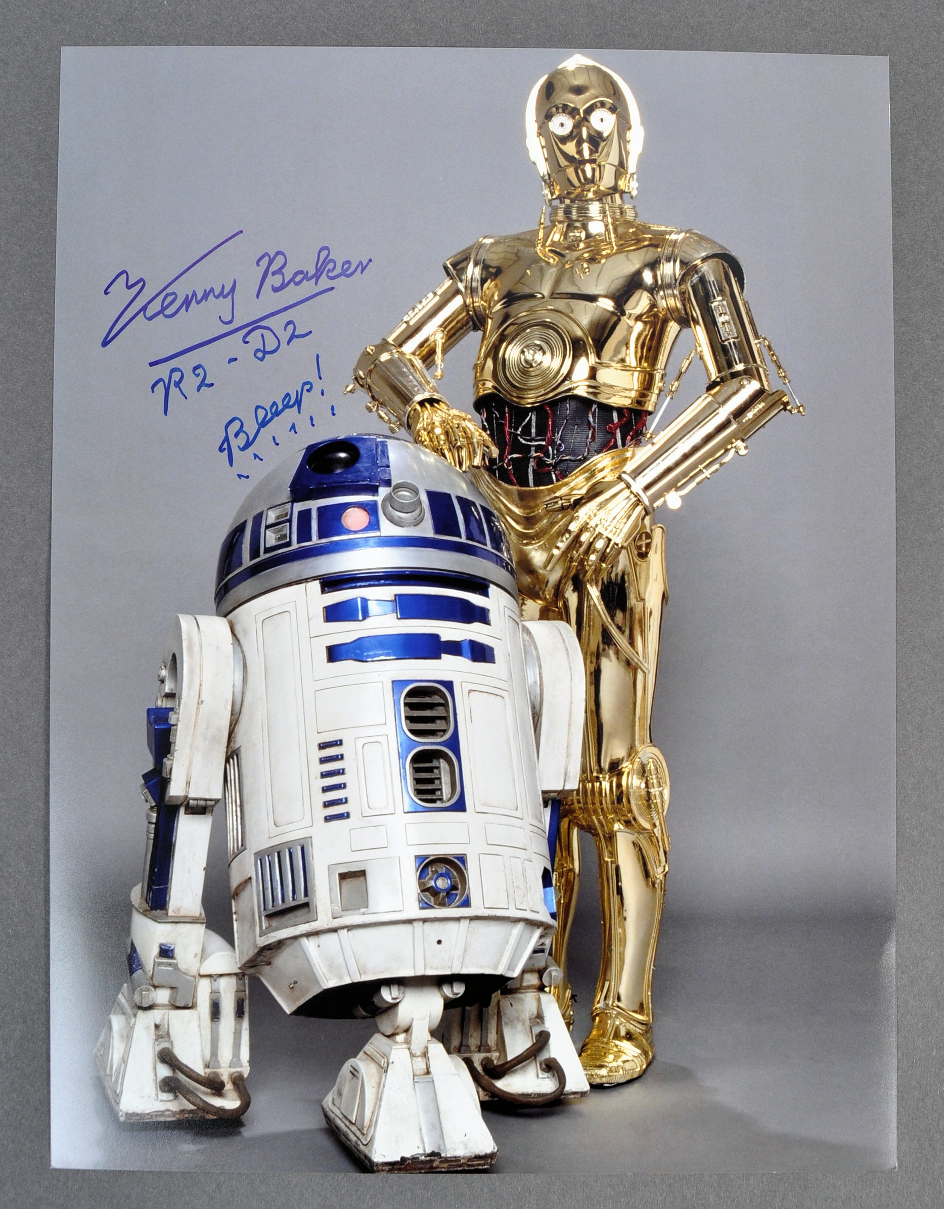 KENNY BAKER STAR WARS R2-D2 SIGNED AUTOGRAPH PHOTO PRINT IN MOUNT
