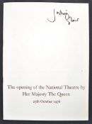 JULIAN GLOVER'S PERSONAL OPENING OF THE NATIONAL THEATRE BROCHURE