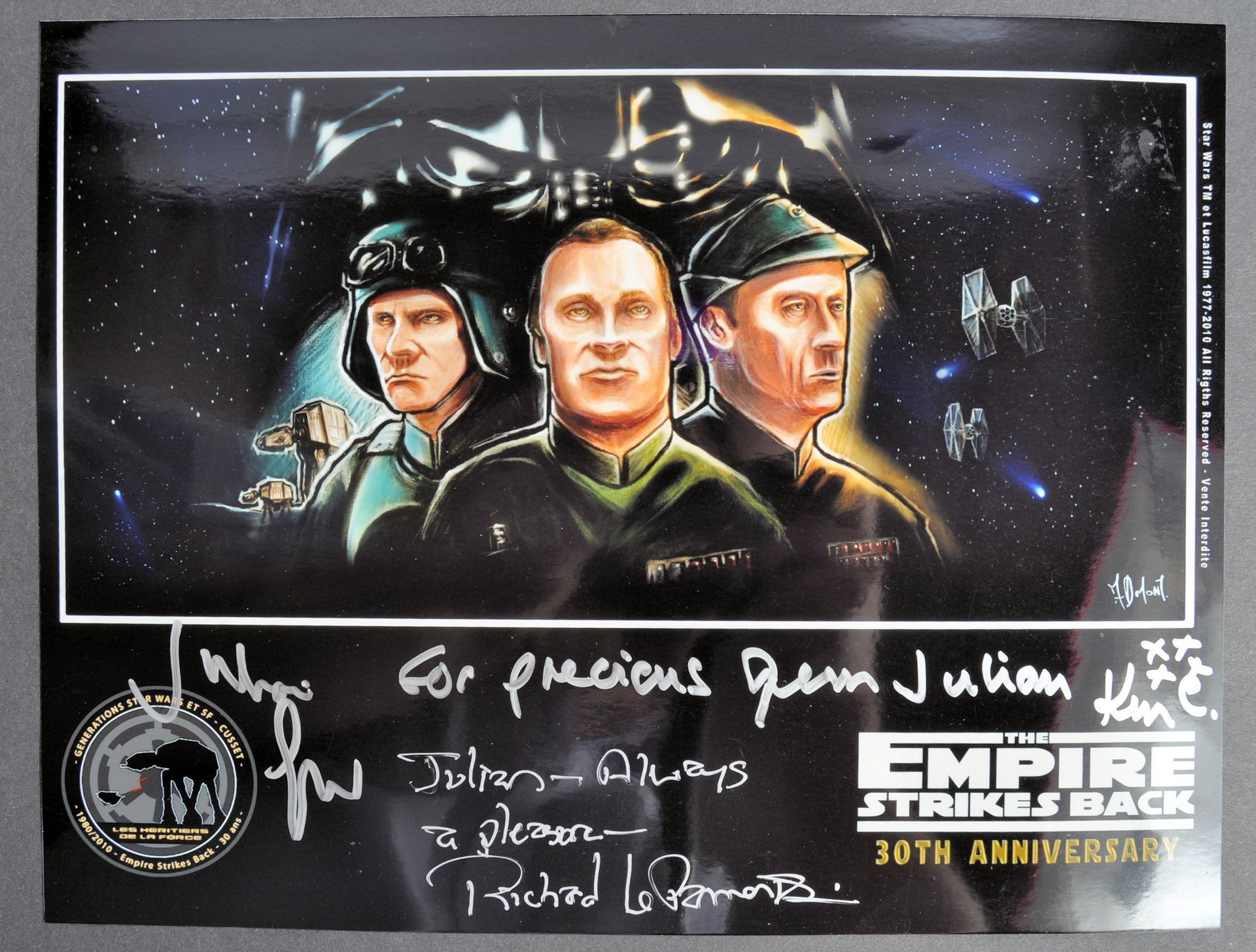 STAR WARS EMPIRE STRIKES BACK PHOTOGRAPH TO JULIAN GLOVER