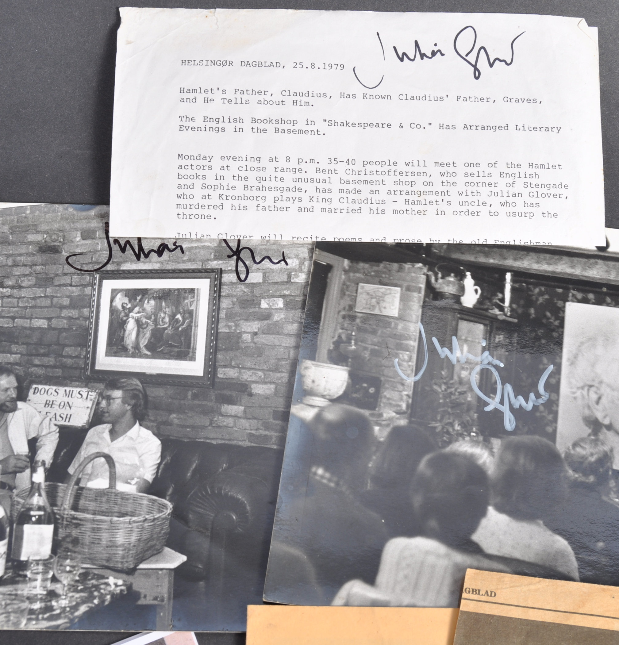 CORRESPONDENCE TO JULIAN GLOVER & SIGNED PHOTOS - Image 2 of 4