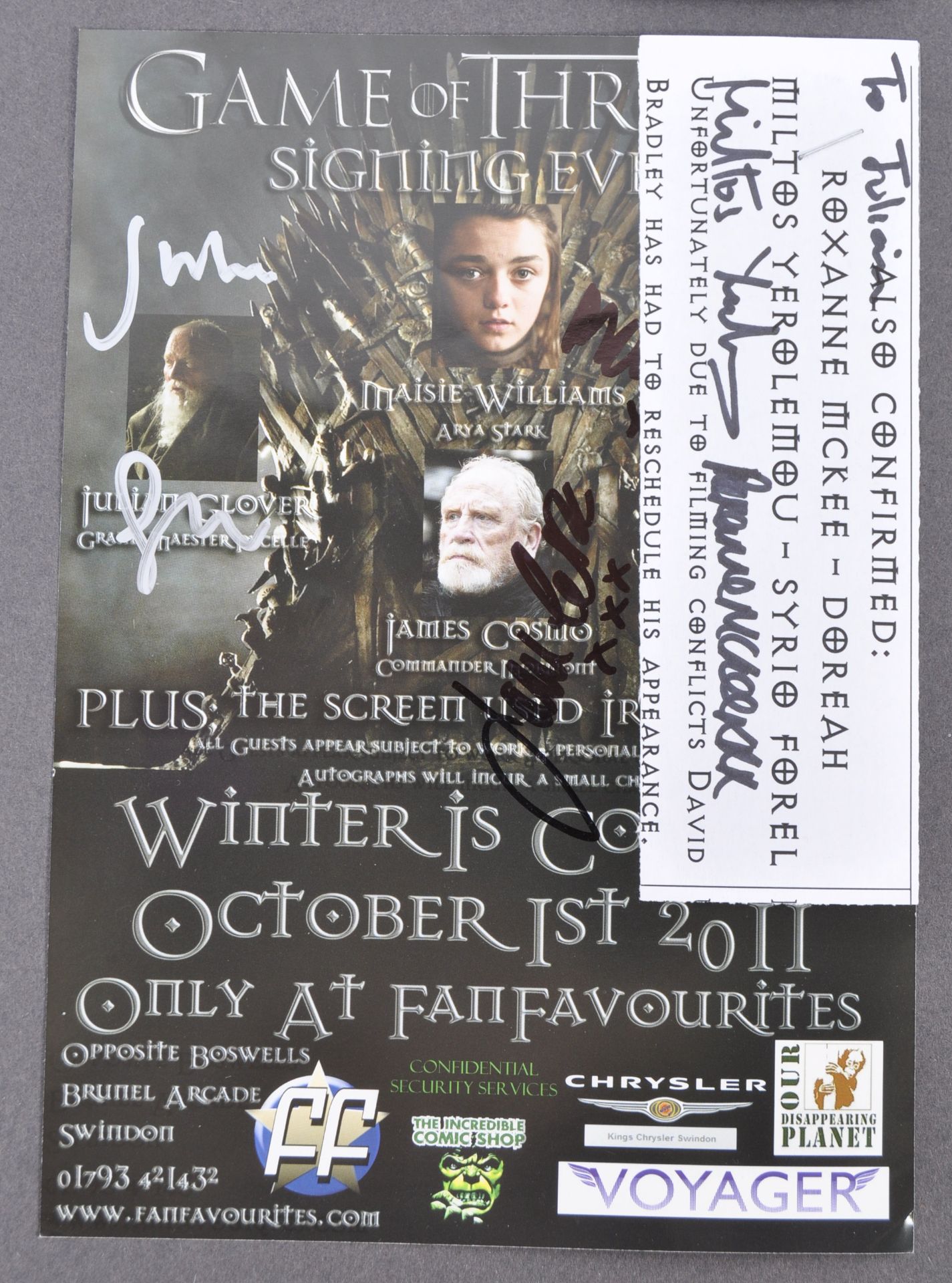 GAME OF THRONES - MULTI-SIGNED CAST LEAFLET COLLECTION - Bild 2 aus 3