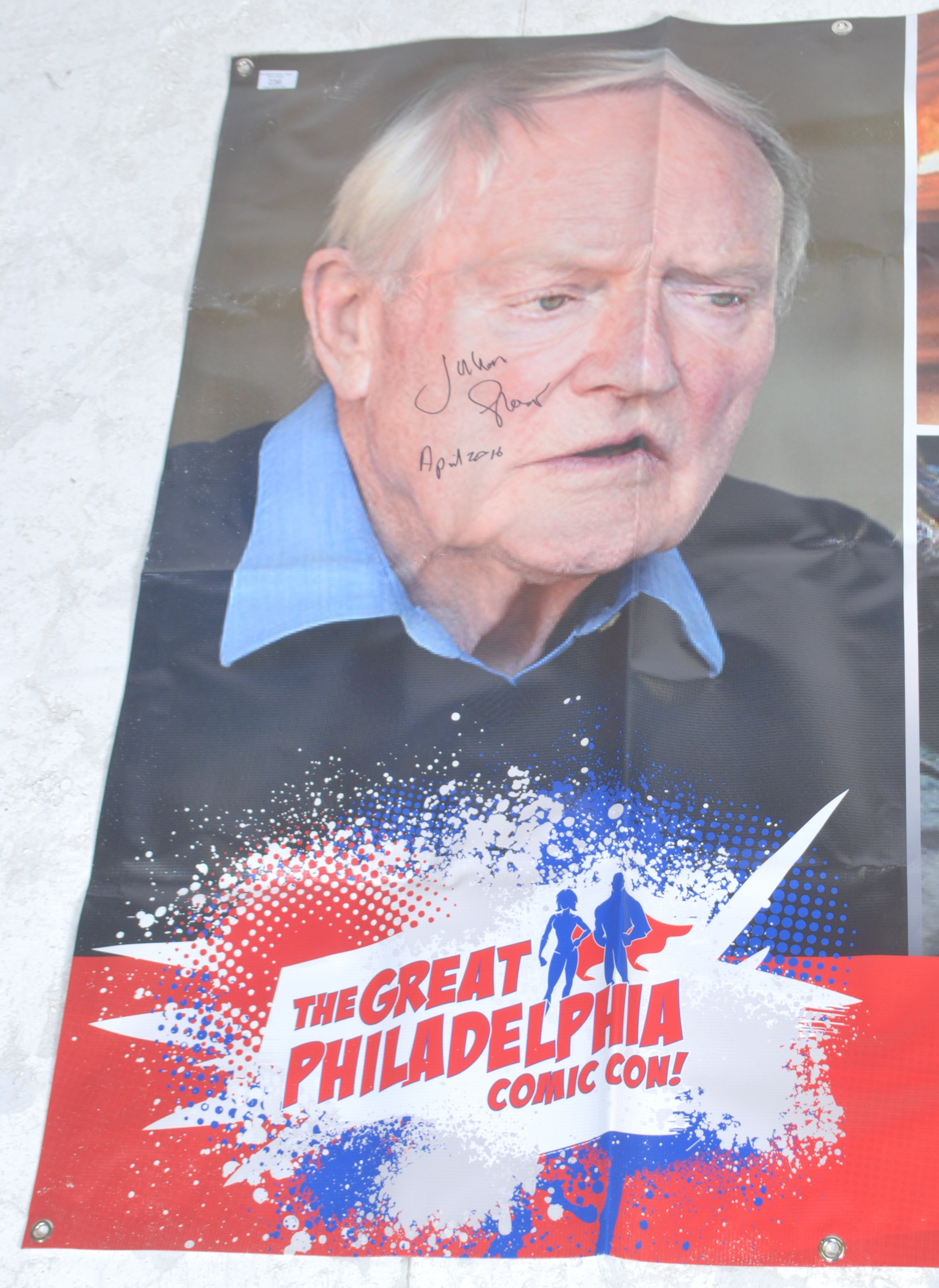 JULIAN GLOVER'S ORIGINAL AUTOGRAPHED CONVENTION BANNER - Image 2 of 7