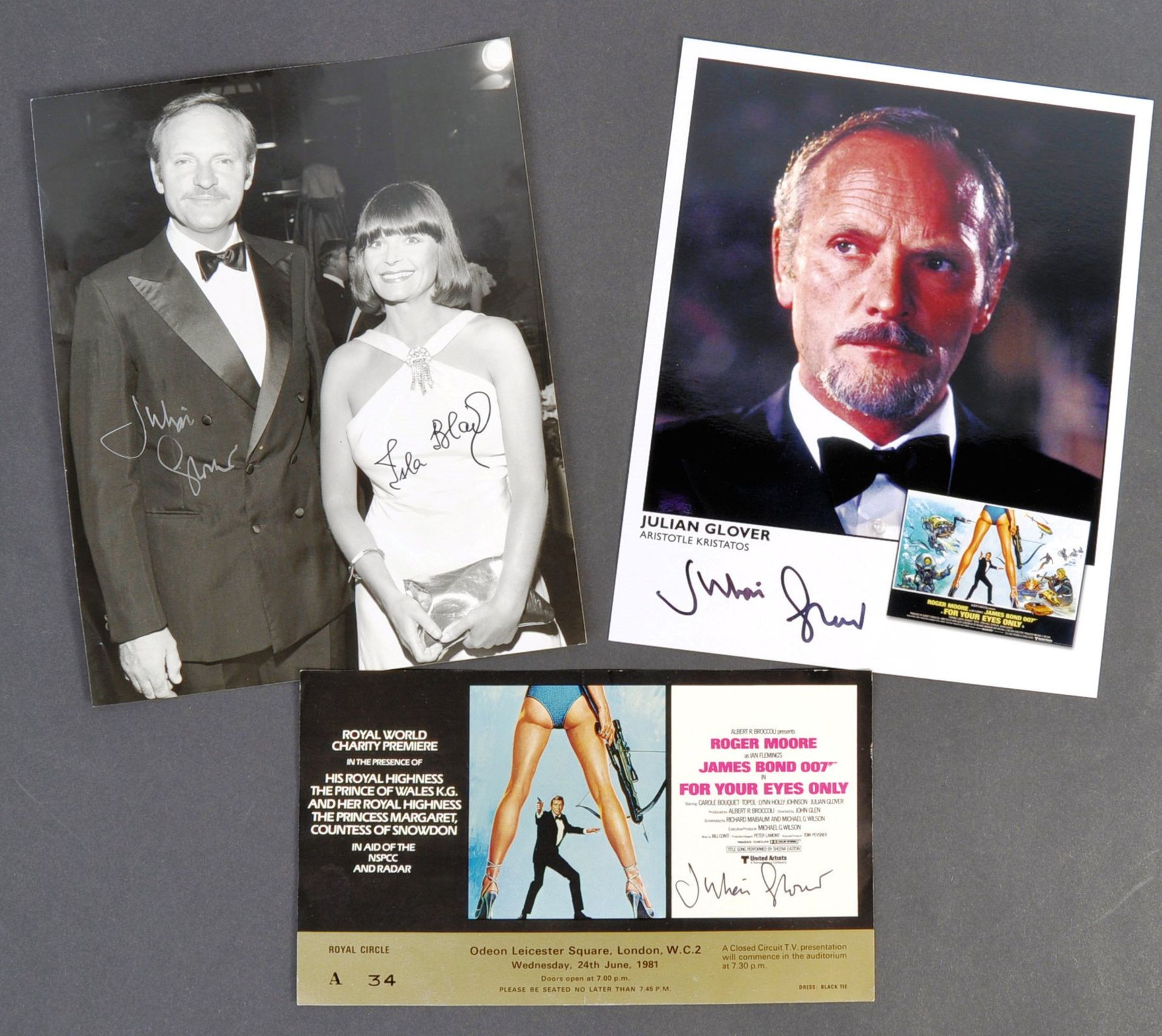 JAMES BOND - JULIAN GLOVER'S PERSONAL TICKET TO THE PREMIERE