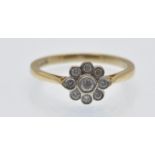 A Hallmarked 9ct Gold & Diamond Cluster Ring