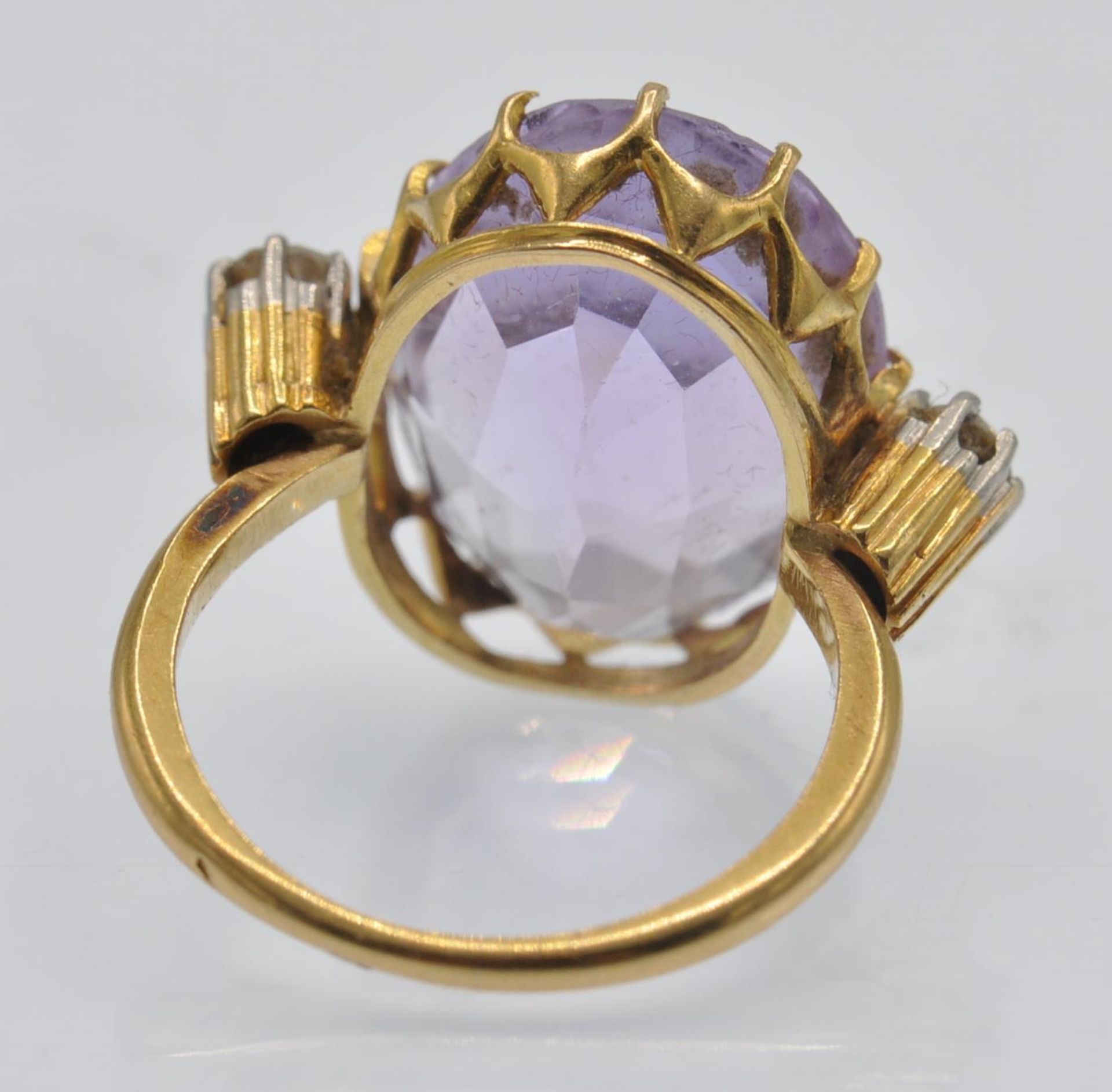 A French 18ct Gold Amethyst & Diamond Ring - Bild 4 aus 5