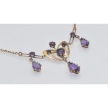 An Art Nouveau 9ct Gold & Amethyst Pendant Necklace