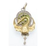 Art Nouveau 18ct Gold & Diamond Plique-à-Jour Pendant