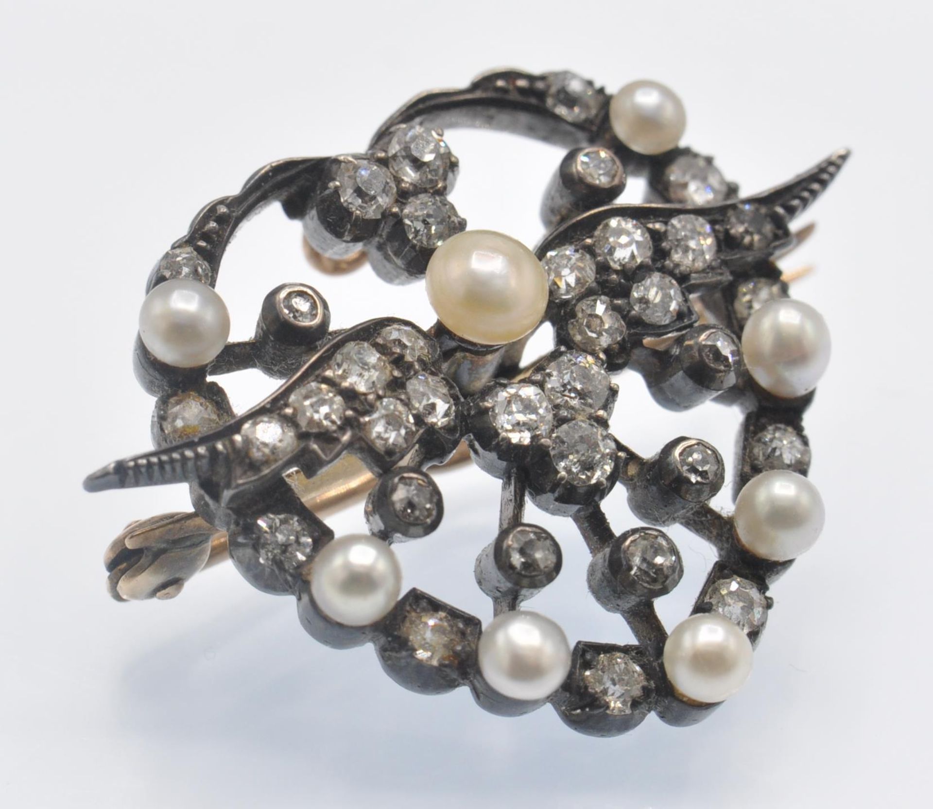 An Antique Cased Diamond & Pearl Brooch Pin - Bild 3 aus 7