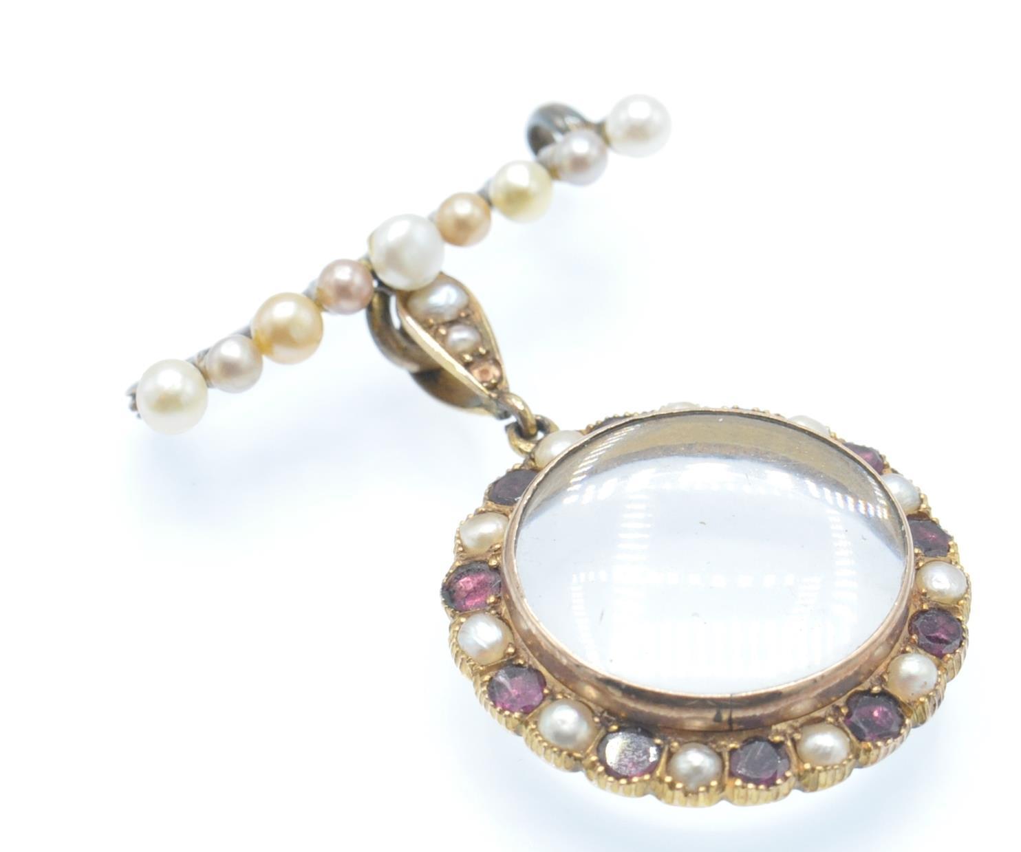 An Antique Pearl & Garnet Brooch Locket
