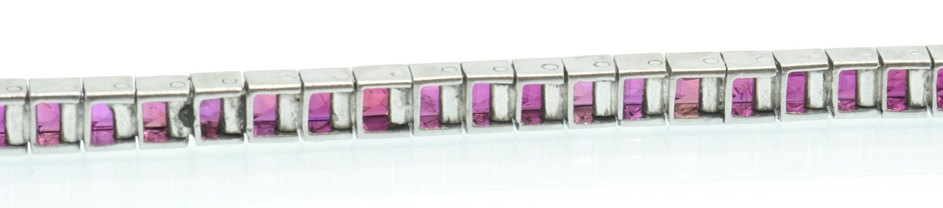 A French 14ct White Gold & Ruby Tennis Bracelet - Image 6 of 7