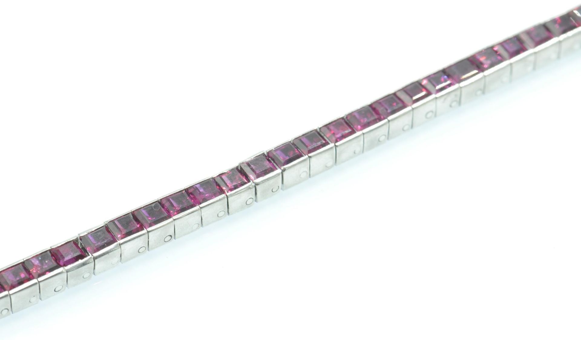 A French 14ct White Gold & Ruby Tennis Bracelet - Image 7 of 7