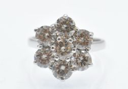 A Hallmarked 18ct White Gold & Diamond Cluster Ring