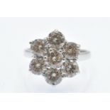 A Hallmarked 18ct White Gold & Diamond Cluster Ring