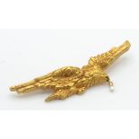 An Art Nouveau gold and pearl eagle bird brooch pi